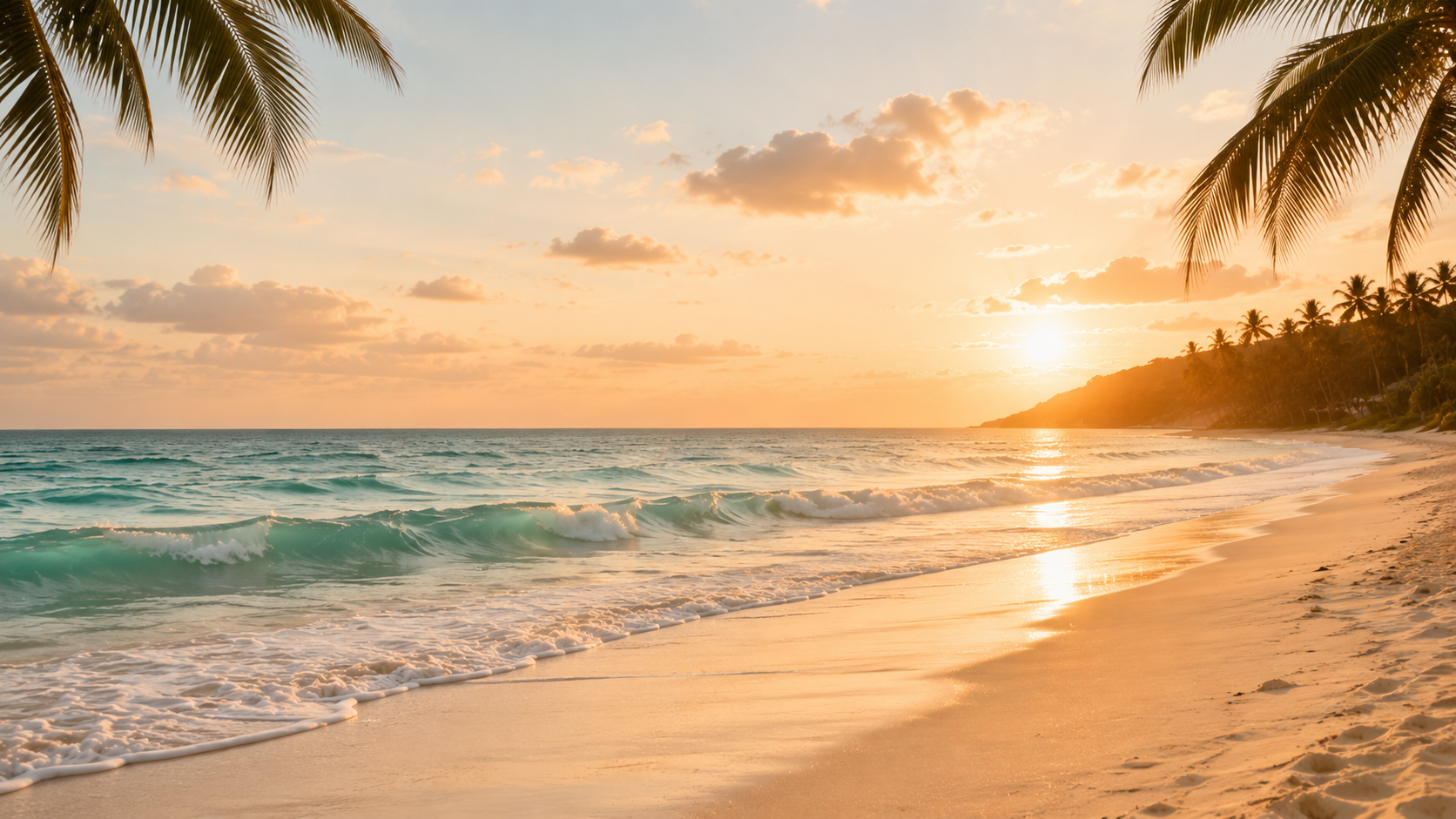 Praia ao pôr do sol